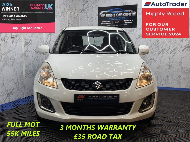 White 2016 Suzuki Swift 1.2 SZ2 Hatchback 5dr Euro 6 ULEZ 94 ps Petrol Manual in Top Right Car Centre
